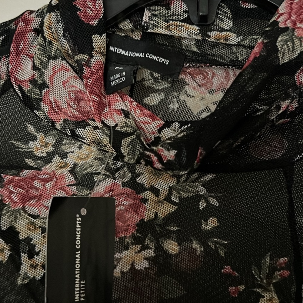 NWT INC floral see through dress petite size: PS - Picture 6 of 11